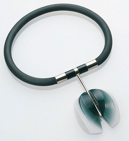 Transparence - pendant, acrylic glass, stainless steel, rubber by Belgian artist Thierry Bontridder